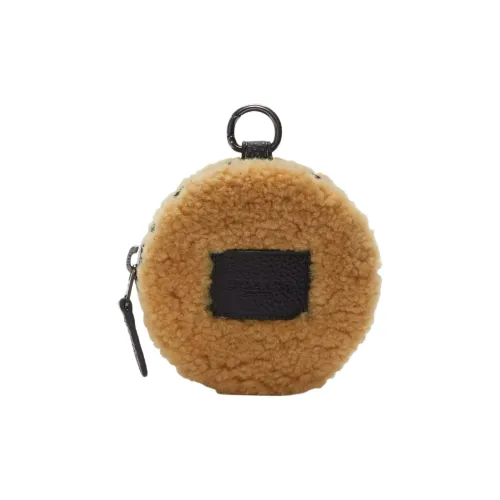 COACH Shearling с кожаной вставкой круглая сумка-монета унисекс коричневый и черный