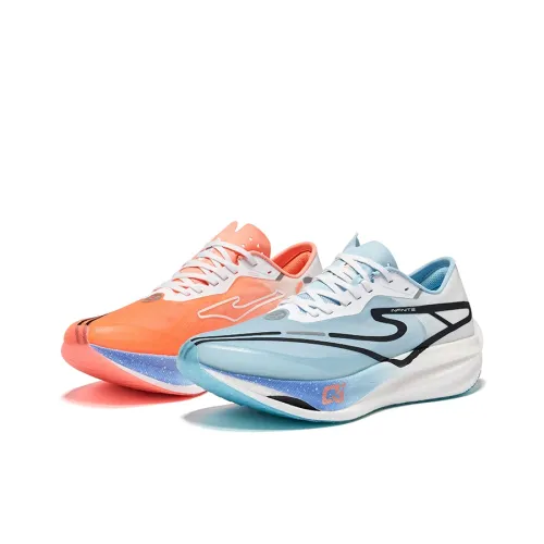 Erke Zhijing 2,0 Амортизаторы Shock Absorbers Oтскок Низкий Топ Беговые кроссовки Мужские Белый Erke Озерно-голубой