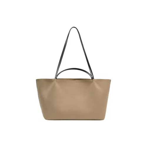 ZARA Хлопок Тоут Сумка Сумка для покупок Сумка на плечо Сумка Большая Женская Песочного и Коричневого цвета