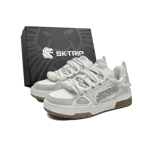 SK.TRIP Устойчивые к истиранию Высота Увеличивающие Покрытие Легкие Низкие Кроссовки для Скейтбординга Унисекс Винтажный Белый