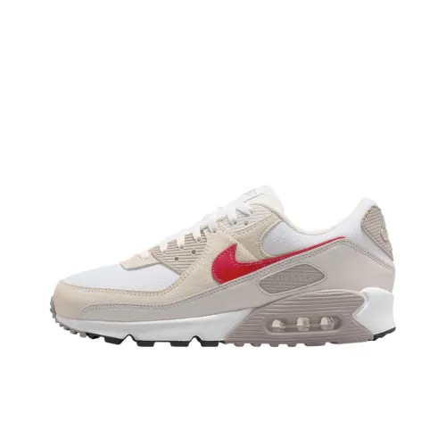 Nike Air Max 90 Беговые кроссовки Низкий топ Серый Белый Красный Мужской
