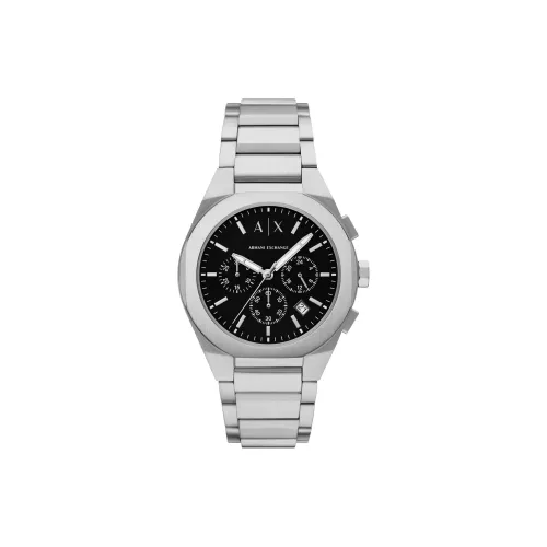 ARMANI EXCHANGEAE Мужские часы Кварцевый механизм Ремешок из нержавеющей стали Черный циферблат