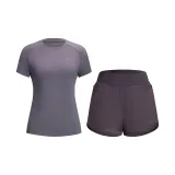 Комплект одежды (Серый фиолетовый топ + Темный фиолетовый низ)