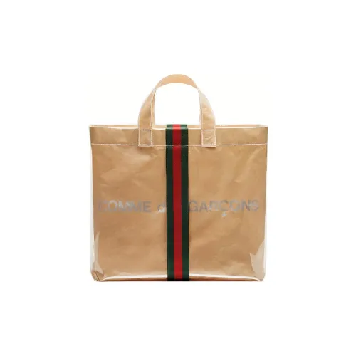 GUCCI CDG Rei Kawakubo Коллаборация Крафт-Бумага PVC Тоут Сумка Сумка для покупок Ручная Сумка Унисекс Бежевый Желтый