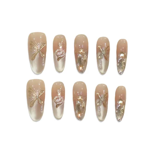 XIAMEIYU Богатство Бабочка Поглощающая Золотой Знак Змеи False Nail Овал Золотой Смоки 30MM