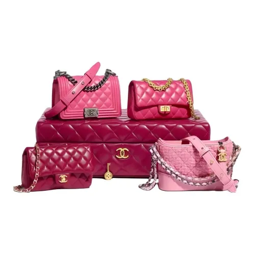 CHANEL Lambskin Combo Set Mini Women's Pink