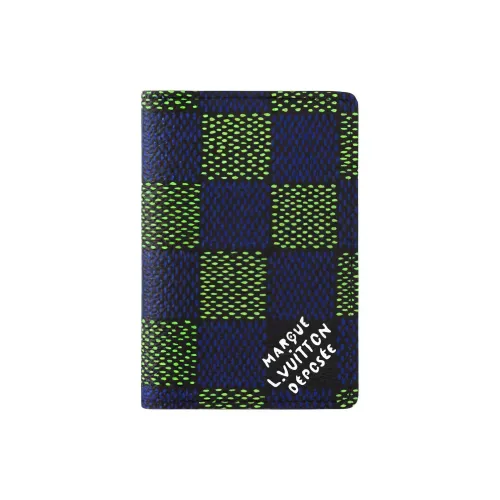 LOUIS VUITTON Damier Heritage Покрытый холст Кошелек Унисекс Синий Зеленый