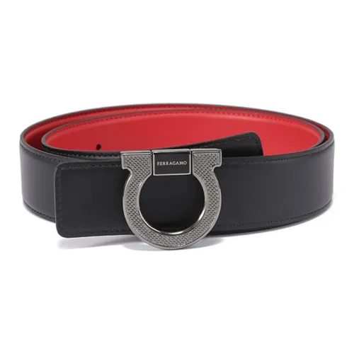 Ferragamo Ремни из коровьей кожи Мужской Черный Красный 3,5 см