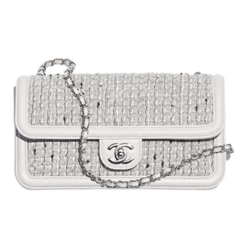 CHANEL Twill Твид Сумка через плечо Женская Белая