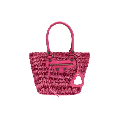 Balenciaga Raffia Tote Bag Shopping Bag Medium Women's Pink Red