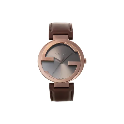 GUCCI Наручные часы Кварцевый механизм Кожаный ремешок 42 мм Коричневый циферблат Женские часы