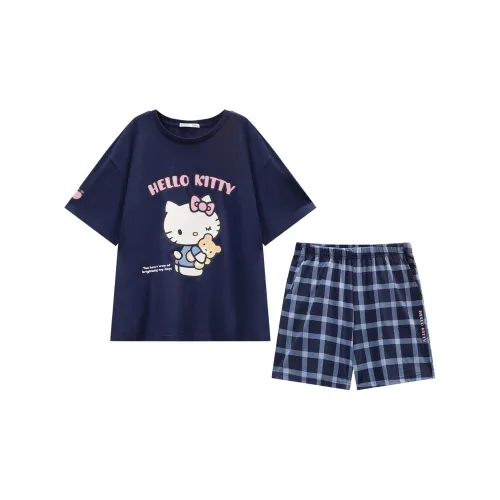 GUKOO x Hello Kitty Sanrio Series Пижамный комплект Женские Темно-синий