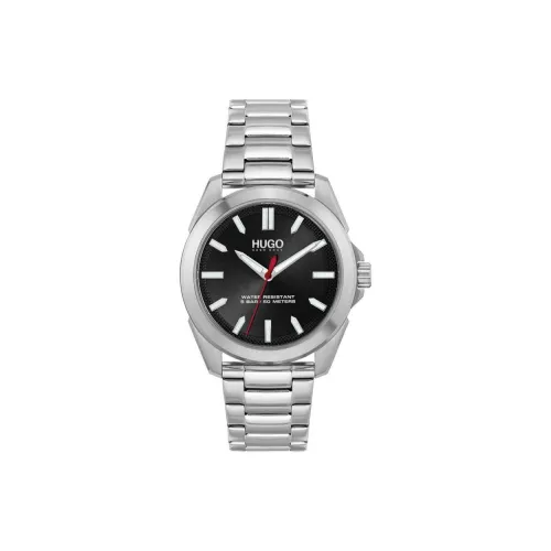 Hugo Boss Мужские часы Кварцевый механизм Ремешок из нержавеющей стали 42 мм Черный циферблат