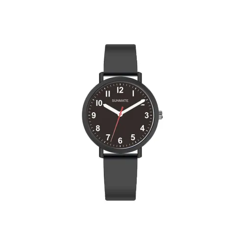SUNMATE Кварцевый механизм силиконовый ремешок унисекс черный циферблат