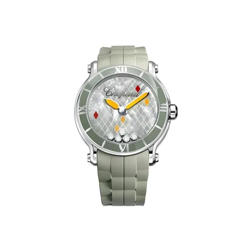 CHOPARD HAPPY DIAMONDS Collection Кварцевый механизм Женские часы 42 мм Серебристый циферблат Корпус из нержавеющей стали Резиновый ремешок