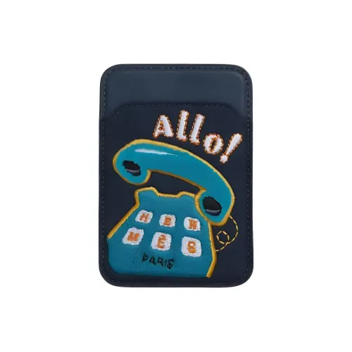 HERMES MagSafe Swift Кожа Войлок Картхолдер Женские Темно-синий