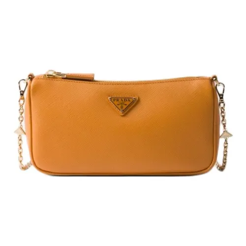PRADA Saffiano Кожа Сумка через плечо Сумка на плечо Мини Женская Янтарная