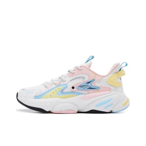 Erke чи Pan A Fle Low Топ Беговые кроссовки Женские Белые Розовые Синие