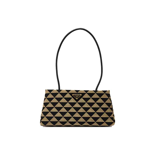 PRADA Нейлон с коровьей кожей одно плечо сумка обычный женский черный коричневый