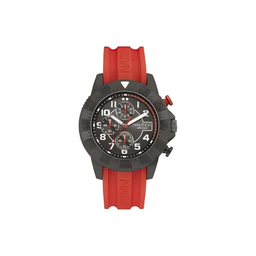 NAUTICA Наручные часы Кварцевый механизм Силиконовый ремешок 44 мм Серый циферблат Мужские часы NAI17514G