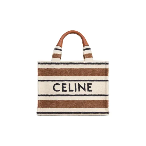 CELINE Cabas Thais Телячья кожа с тканью Комбинированная Сумка-тоут Сумка для покупок Сумка через плечо Сумка Маленькая Женская Коричневая и Хаки