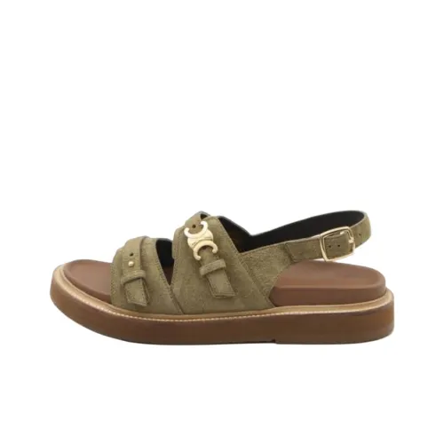 CELINE Tippi Triomphe One Ремешок Сандалии Женские Хаки