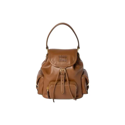 MIU MIU Телячья кожа Рюкзак Унисекс Коричневый