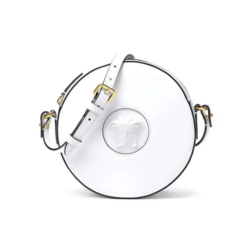 VERSACE La Medusa Кожа Маленькая Круглая Сумка Сумка через плечо Женская Чисто Белая