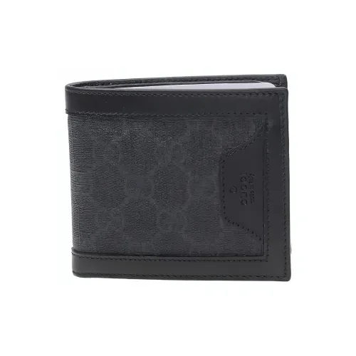 GUCCI Воловья кожа Пэчворк Холст Кошелек Унисекс Серый Черный