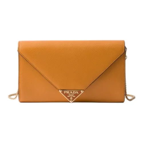 PRADA Телячья кожа Сумка через плечо Мини Женская Янтарная