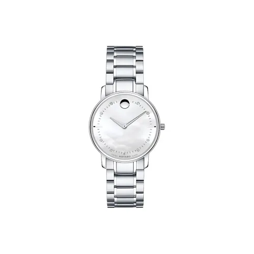 MOVADO Кварцевый механизм Женские часы 30MM Белый циферблат Корпус из нержавеющей стали Ремешок из нержавеющей стали
