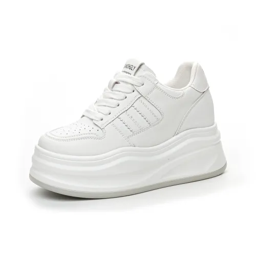 Chibang Белый Кроссовки Дышащий Увеличение Высоты Низкий Топ Кроссовки для скейтбординга Женские