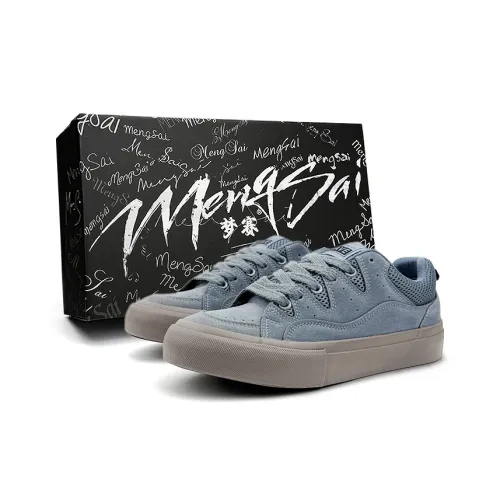 Mengsai Slip-resistant Abrasion-resistant Low-top Skateboard Shoes Men's Gray Blue Менсаи Противоскользящие Устойчивые к истиранию Низкие Кеды для скейтбординга Мужские Серый Синий