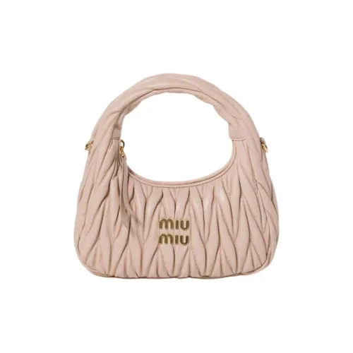 MIU MIU Wander Series Сумка из овечьей шкуры Полумесяц Маленькая Женская Розовая