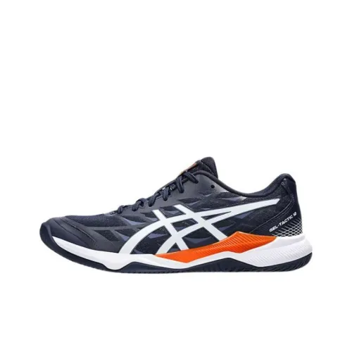 ASICS Гель Tactic 12 Устойчивые к истиранию Низкие Кроссовки для тренировок Мужские Черно-белые-оранжевые