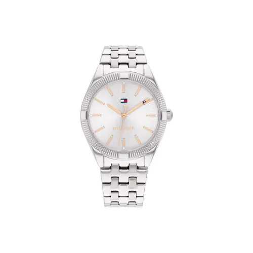 Tommy Hilfiger Женские часы Кварцевый механизм Ремешок из нержавеющей стали 34 мм Серебристый циферблат