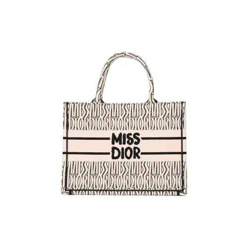 DIOR BookTote Вышивка Тоут Сумка Сумка для покупок Сумка Средний Women's White Светло-розовый