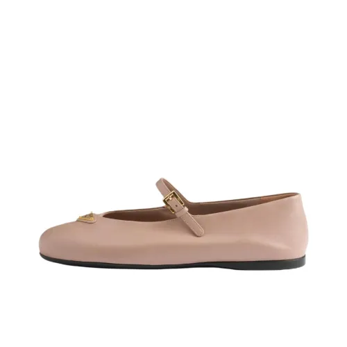 PRADA Nappa Flat Mary Jane Shoes Women's Nude Pink