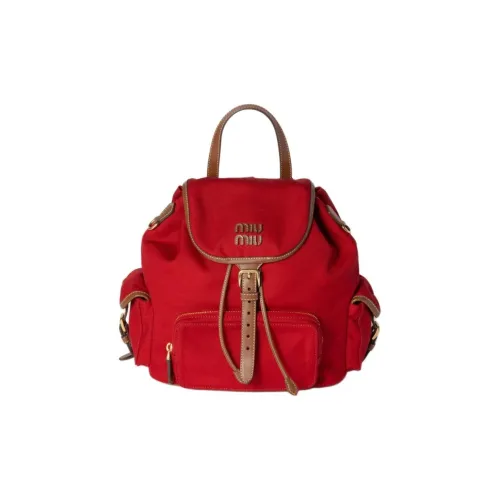 MIU MIU Хлопок Рюкзак Обычный Женский Красный Цвет коньяка