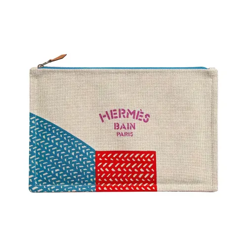 HERMES Poisson Хлопок Хранение Сумка Женская Синий и Оранжевый
