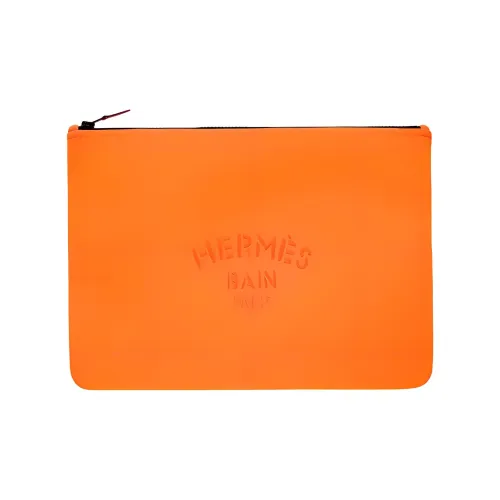 HERMES Neobain Полиамид Клатч Большой Женский Оранжевый