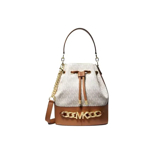 MICHAEL KORS Искусственная кожа Ведрообразная сумка Сумка через плечо Женская Ванильный белый Желудево-коричневый Многоцветный