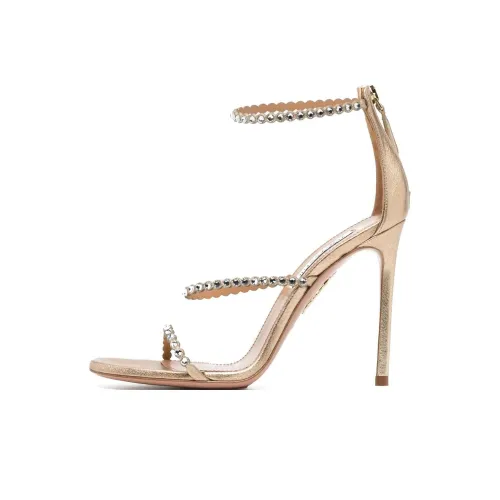AQUAZZURA Tequila one Ремень Сандалии 10,5cm Женские Золотые
