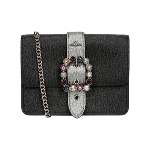 COACH Сумка из кожи с цепочкой одно плечо сумка через плечо маленькая женская черная