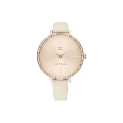Tommy Hilfiger Women's Watch Кварцевый механизм Кожаный ремешок 38 мм Золотой циферблат
