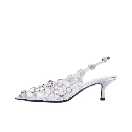 The Attico Сетка Узкий каблук Высокие каблуки 5 см Женские Серебристый