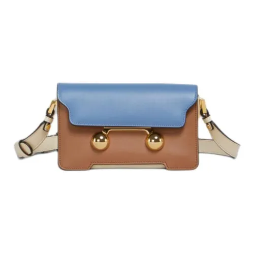 MARNI Trunkaroo Коровья кожа Сумка через плечо Мини Женская Светло-синий Светло-коричневый Белый