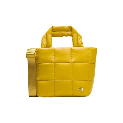 lululemon Quilted Нейлон Тоут Сумка Сумка для покупок Сумка через плечо Сумка Мини Женская с золотым покрытием Желтая