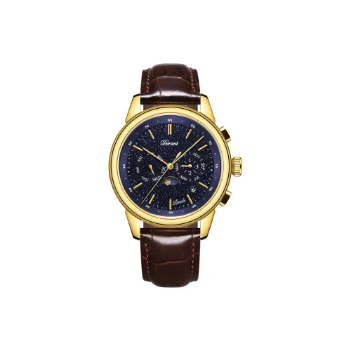 LANDU KD Collaboration Collection Механическое устройство Кожаный ремешок Часы Мужские Синий циферблат