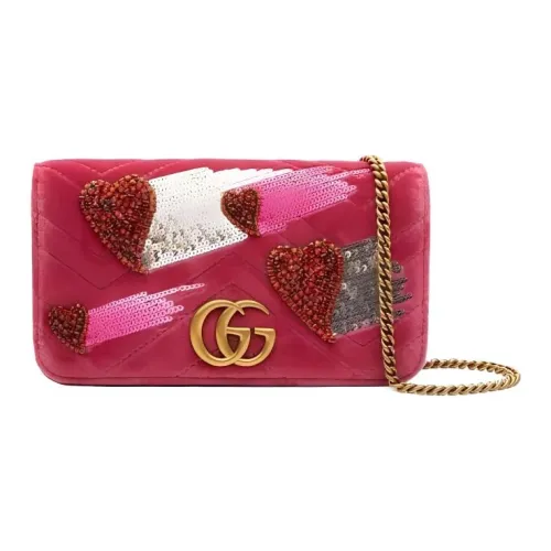 GUCCI Marmont Вельветовая Сумка через плечо Мини Женская Розовая